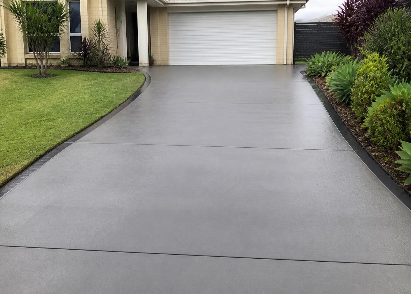Restored concrete driveway after Master Seal resurfacing